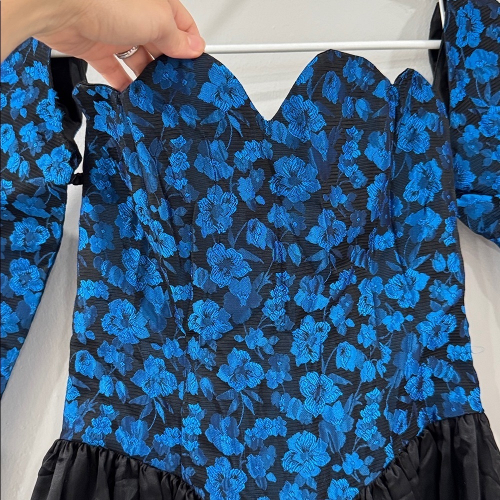 Gunne Sax by Jessica McClintoc vintage 80's black evening dark croquette dress - Picture 2 of 6